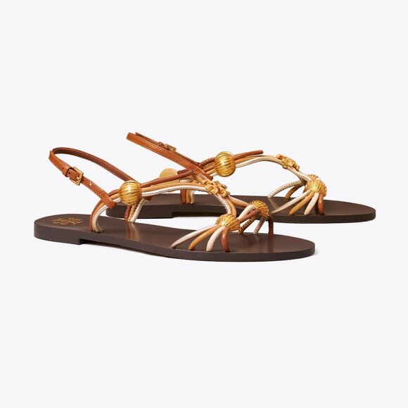 Tory Burch $328 NIB CAPRI MULTI STRAP SANDAL MOCHA / TOASTED BARK / GOLD Brown - Picture 5 of 12
